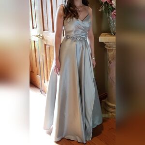 Elegant Silver Evening Gown